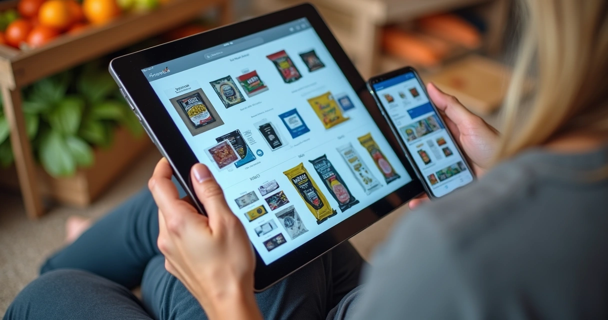 Diferentes produtos organizados em catálogo digital 