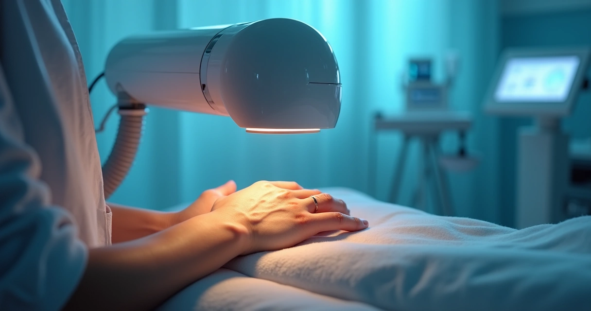 Equipamento de fototerapia Excimer em consultório de dermatologia 