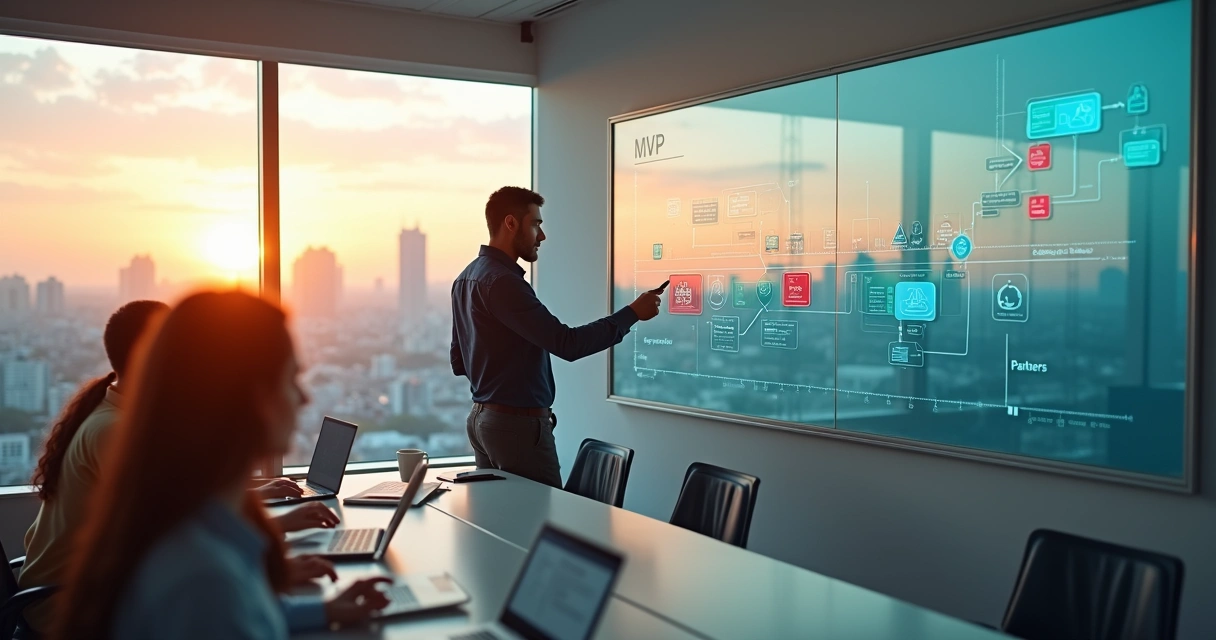 Founder SaaS mostrando roadmap de produto com passos de integração fiscal desde o MVP 