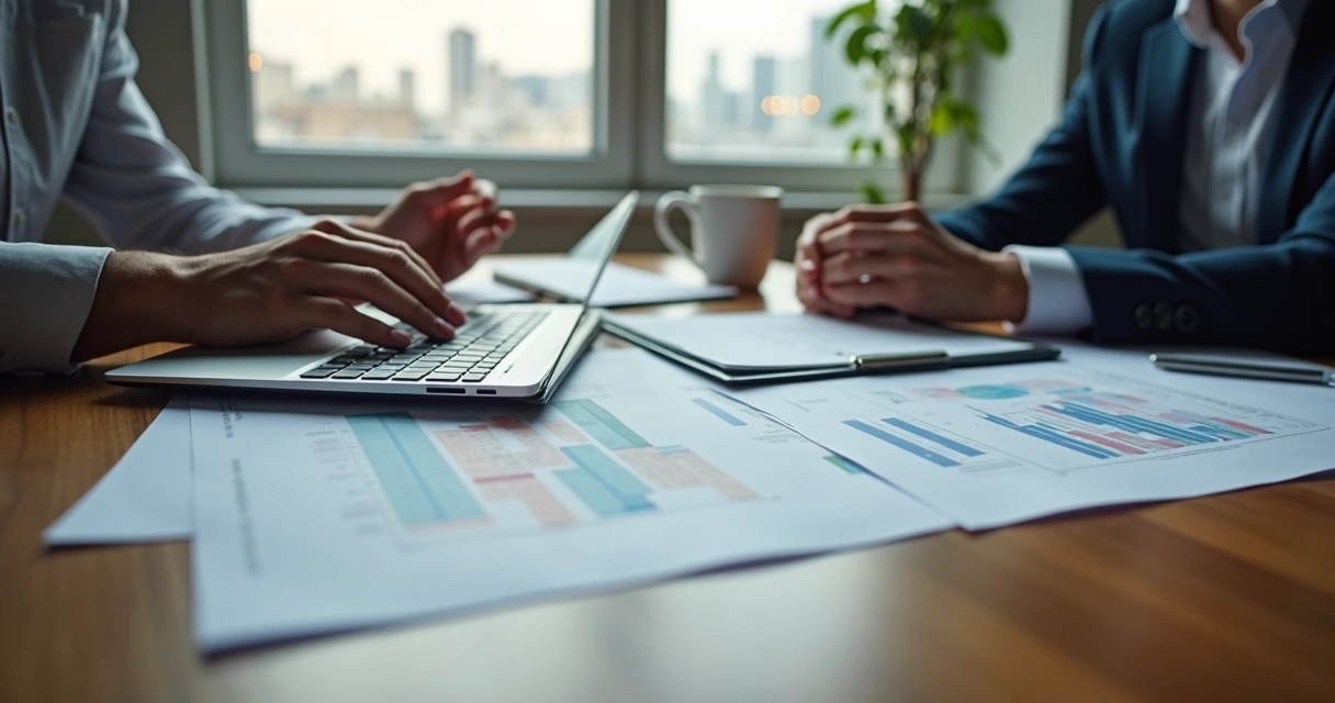 Entrepreneur reviewing immigration and business documents at a desk 
