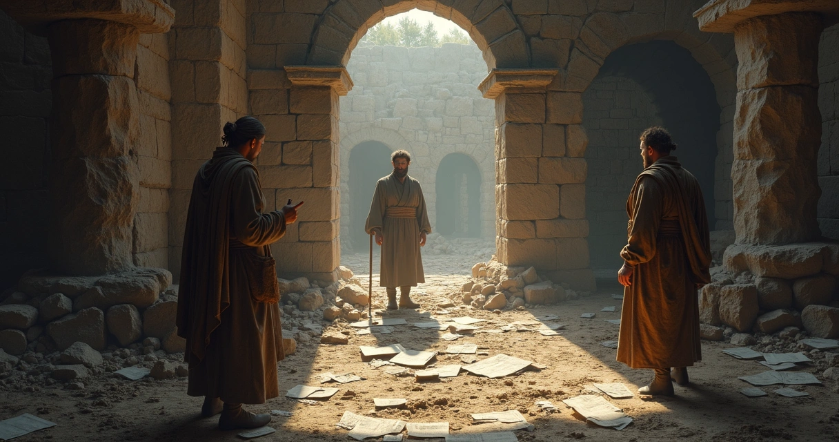 Depiction of a fractured teamwork scene 