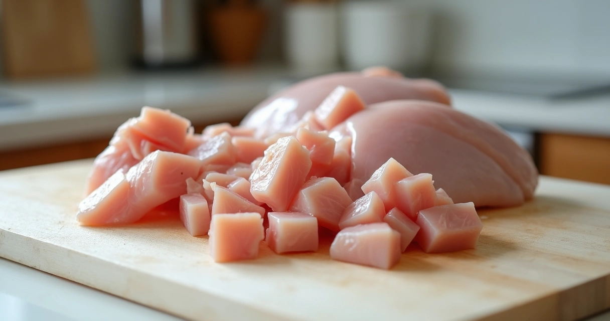 Frango cortado em pedaços prontos para cozinhar 