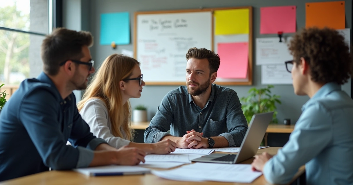 Franqueado participando ativamente da rotina da agência, envolvido em reuniões e decisões importantes.