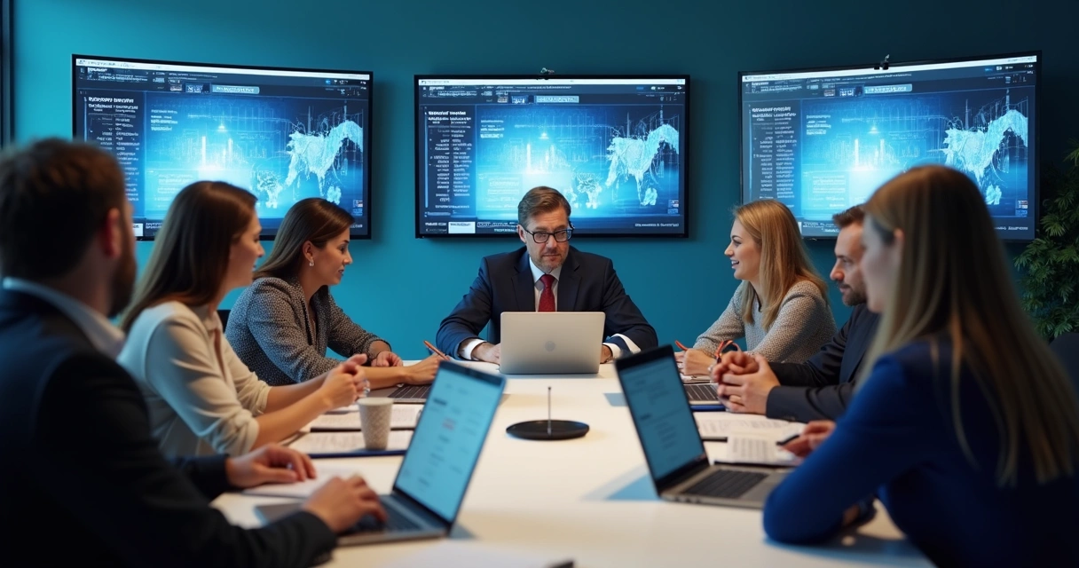 Reunião de franqueados discutindo estratégias de publicidade digital 