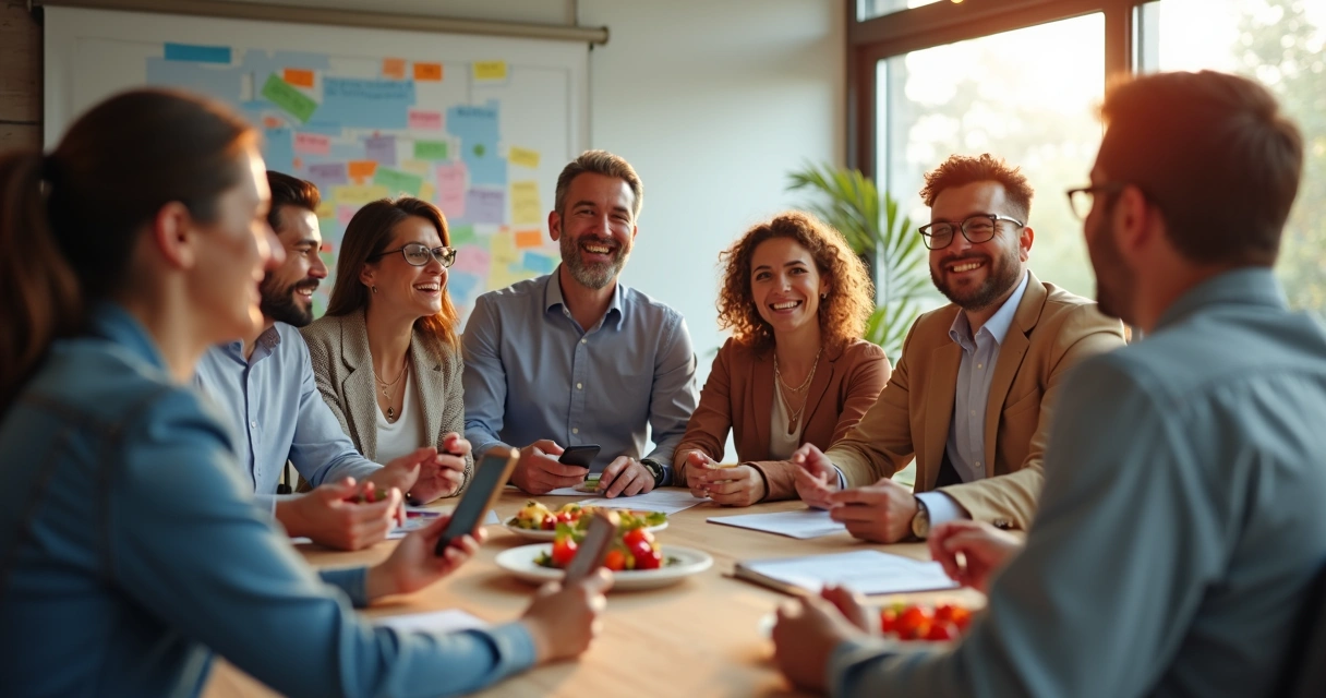 Franqueados reunidos em confraternização segura e alegre