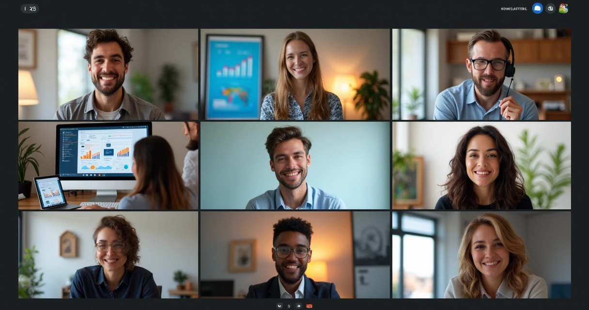 Franqueados em videoconferência com suporte de marketing digital 