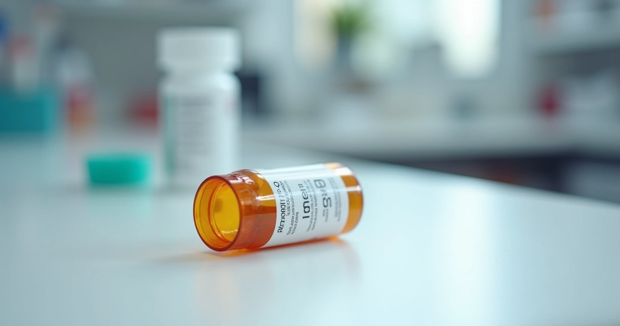 Frasco de medicamento Rinvoq sobre fundo branco
