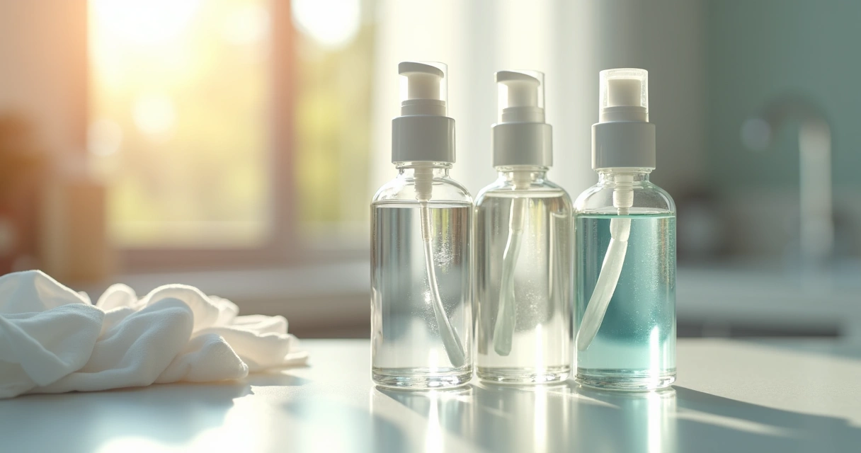 Frascos de ácidos para cuidados com a pele no verão 