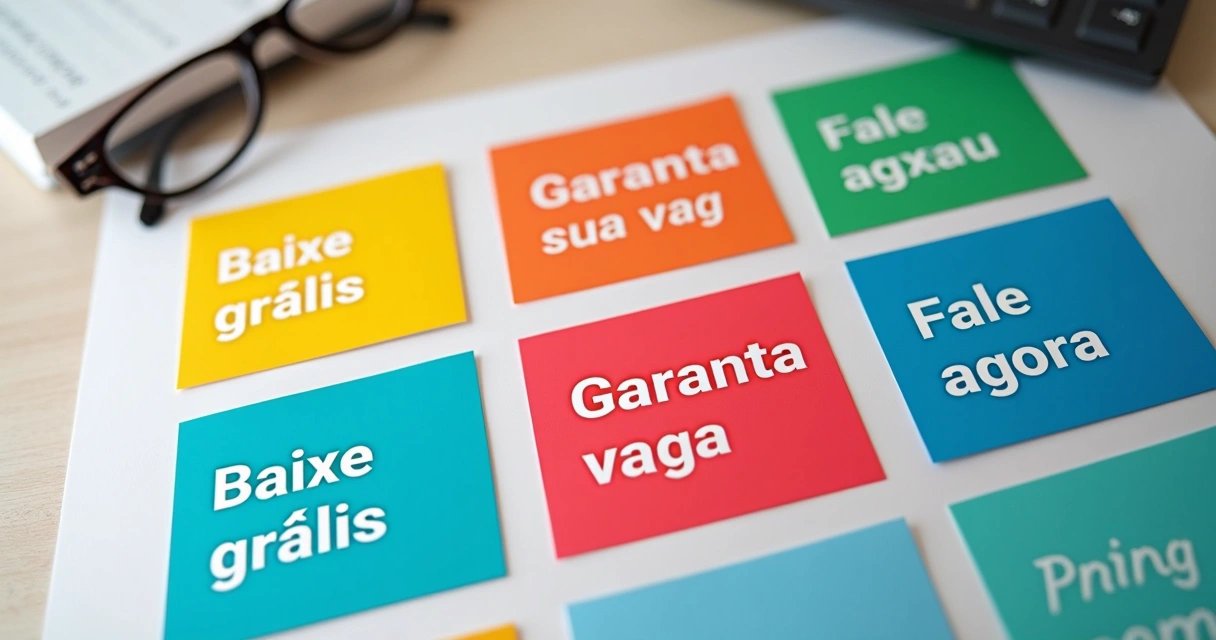 Exemplos de frases de CTA em cartões coloridos 