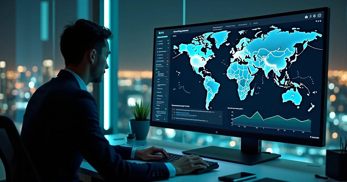 Executivo analisando dashboard de prevenção de fraudes e chargebacks em tempo real 