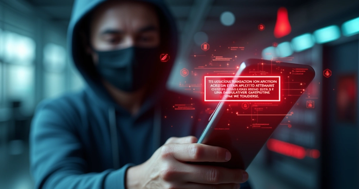 Representação digital de um ataque de fraude online em fintech 