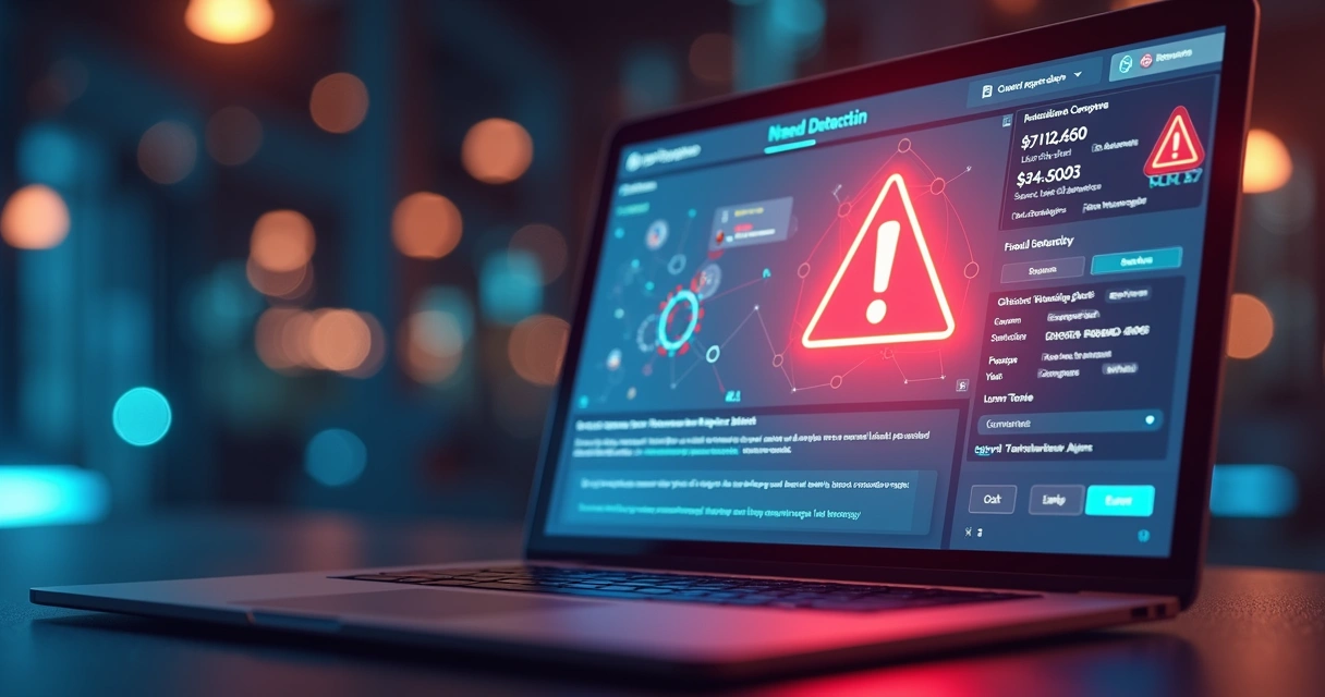 Computador com alerta de fraude em tela de vendas online 