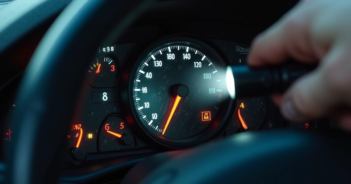 Pessoa analisando painel de carro com sinais de adulteração no odômetro 