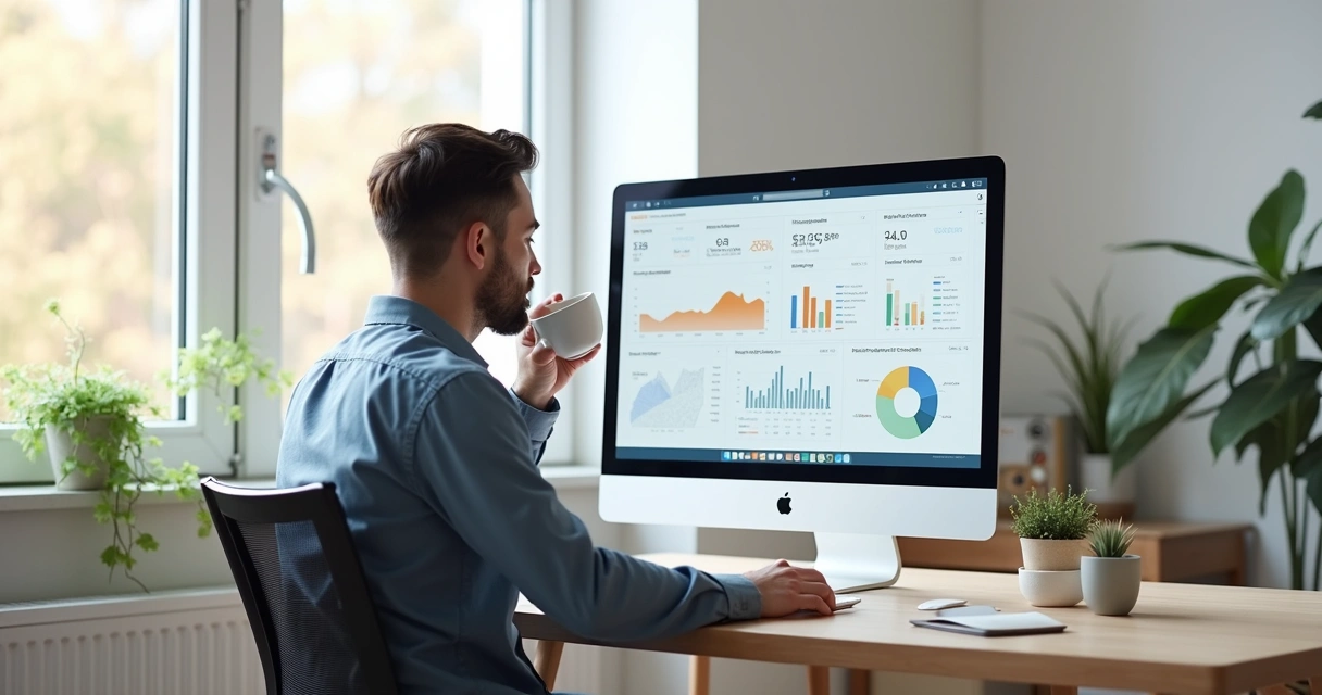 Pessoa analisando painel de dados e relatórios de tráfego 