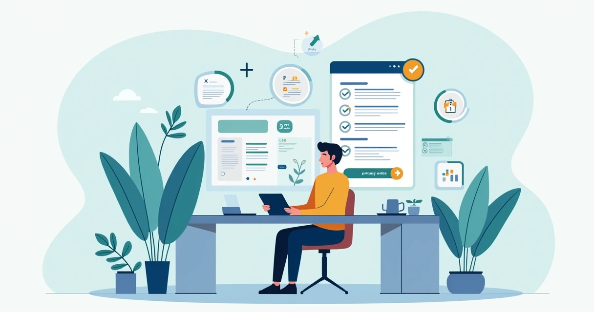 Freelancer analisando checklist de LGPD ao lado de layout de landing page 