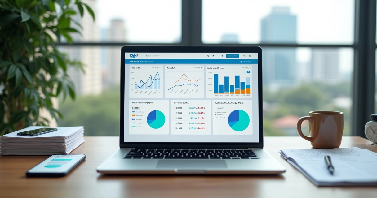 Freelancer PJ trabalhando em notebook com dashboard financeiro na tela 