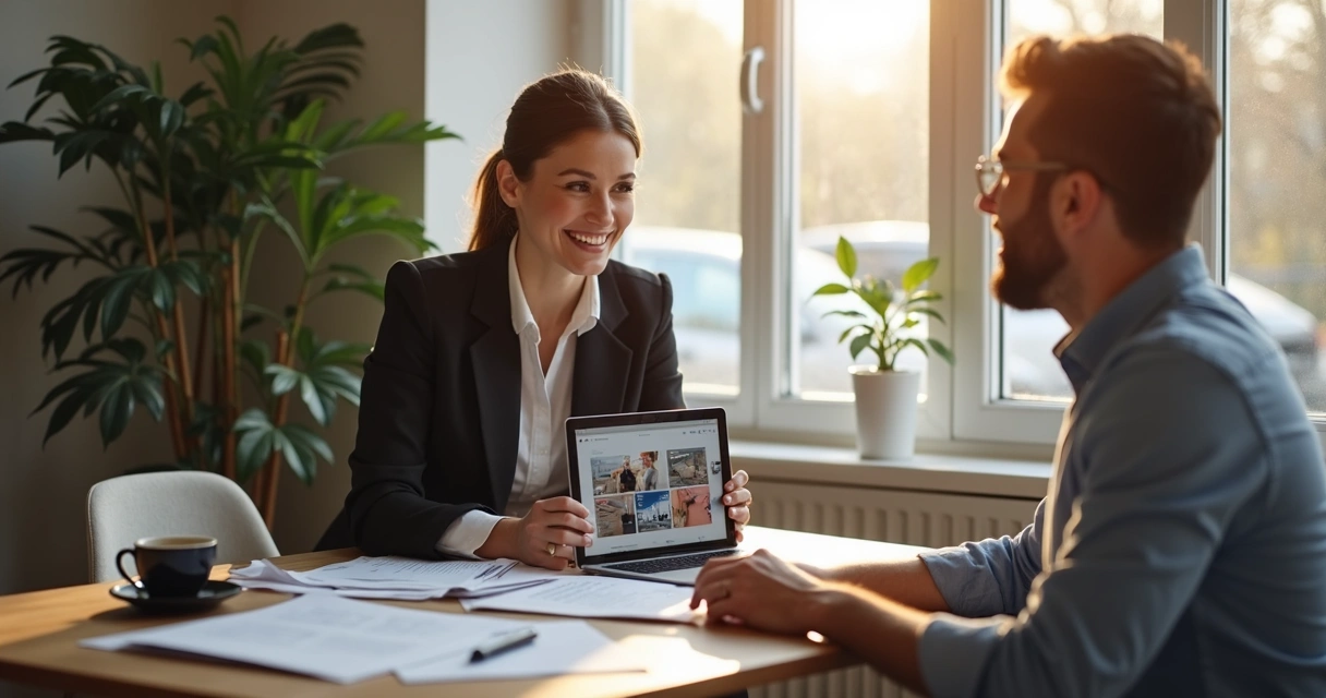 Web developer working with small business owner