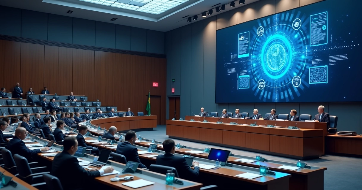 Plenário com painel digital sobre IA e dados 