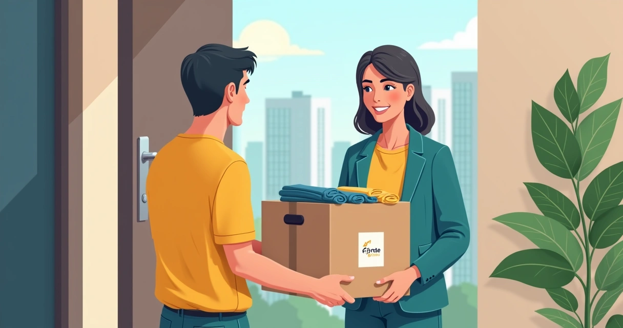 Cliente recebendo caixa com frete grátis em casa