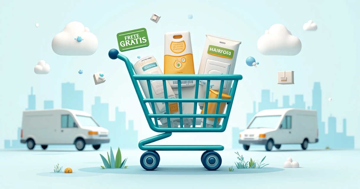 Carrinho de compras virtual com destaque para frete grátis