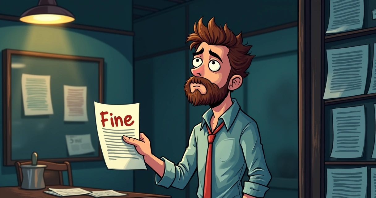 Empresário olhando notificação de multa 