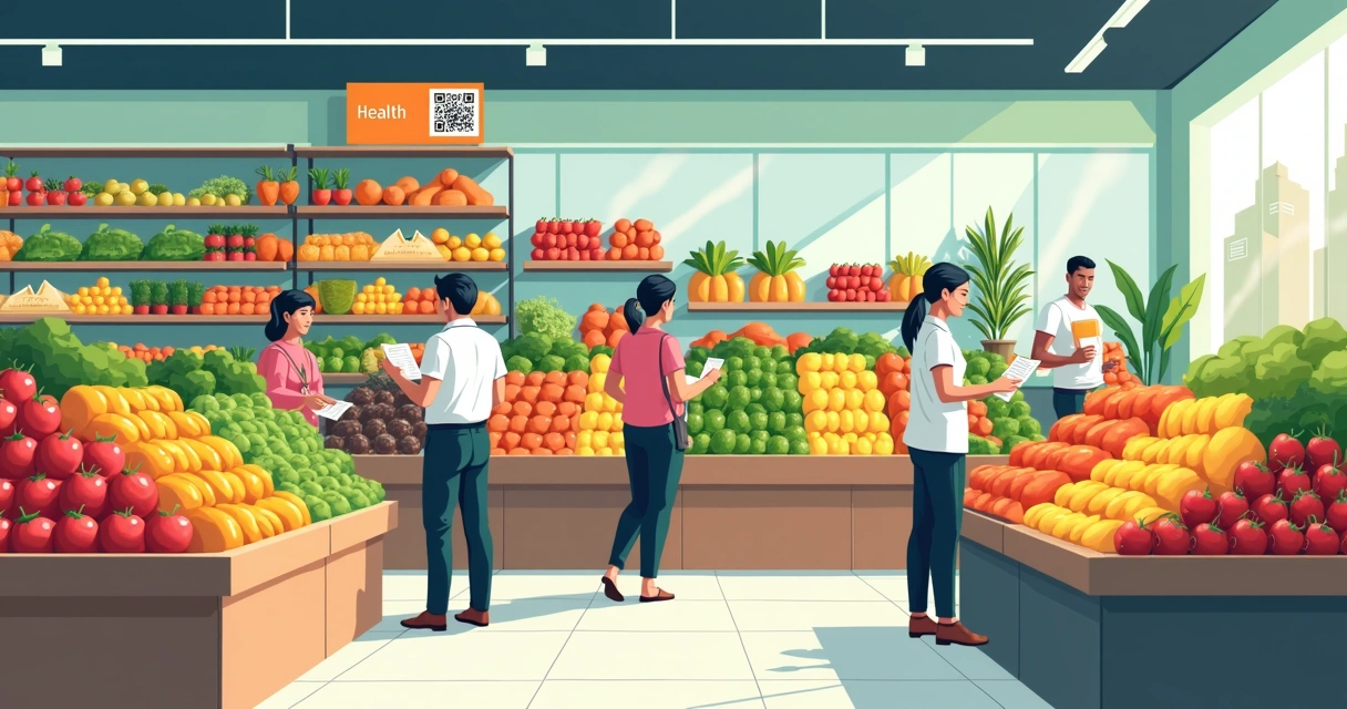 Frutas e legumes frescos em supermercado no Brasil 