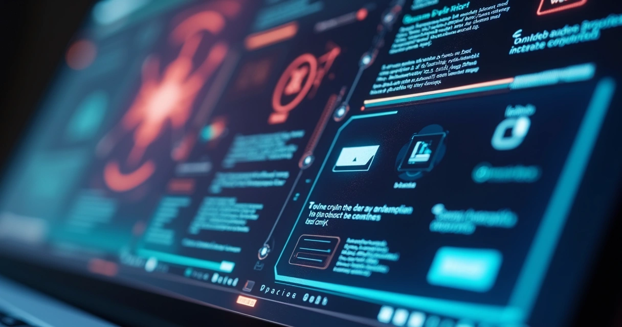 Layout de site sendo construído automaticamente por IA com elementos digitais organizados 