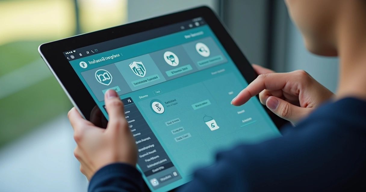 Tela com diferentes módulos integrados de gestão esportiva