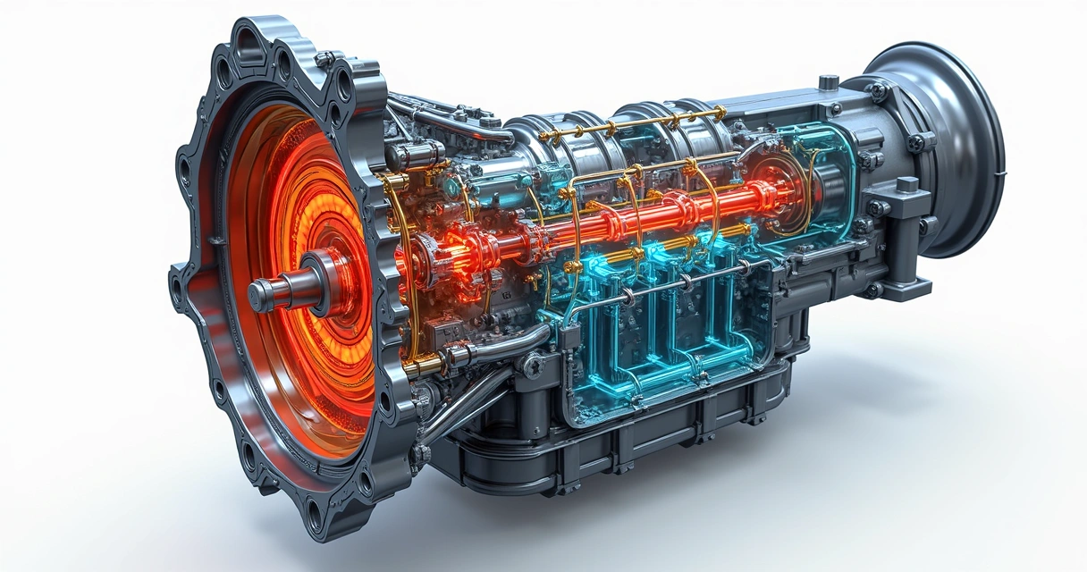 Diagrama mostrando funcionamento do trocador de calor da transmissão e seus dois circuitos 