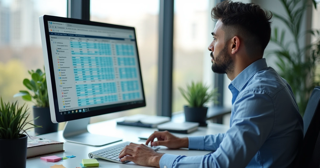 Pessoa atualizando dados no computador 