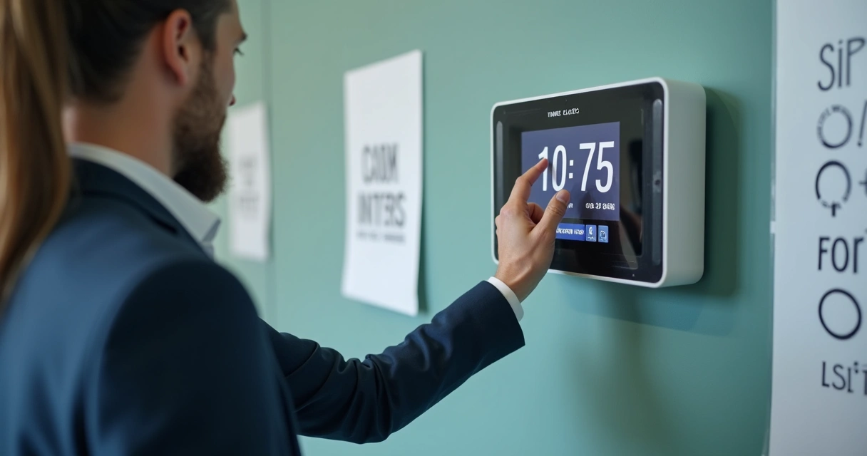 Colaborador registrando entrada no ponto eletrônico