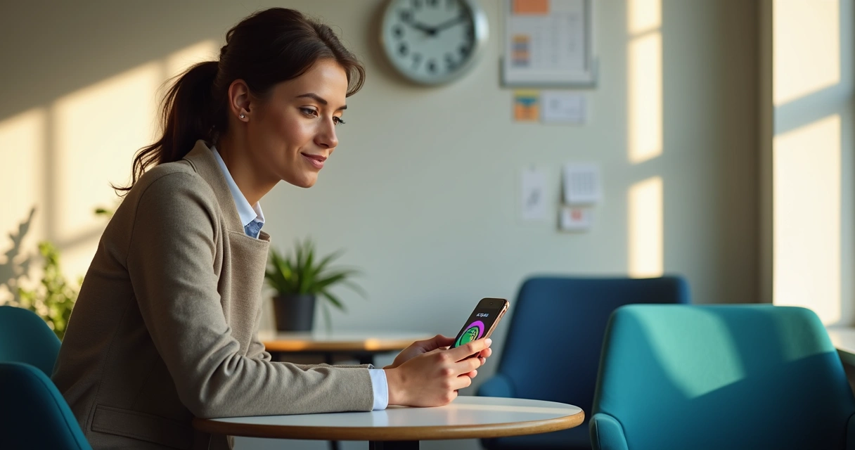 Colaborador consultando saldo de banco de horas no celular 