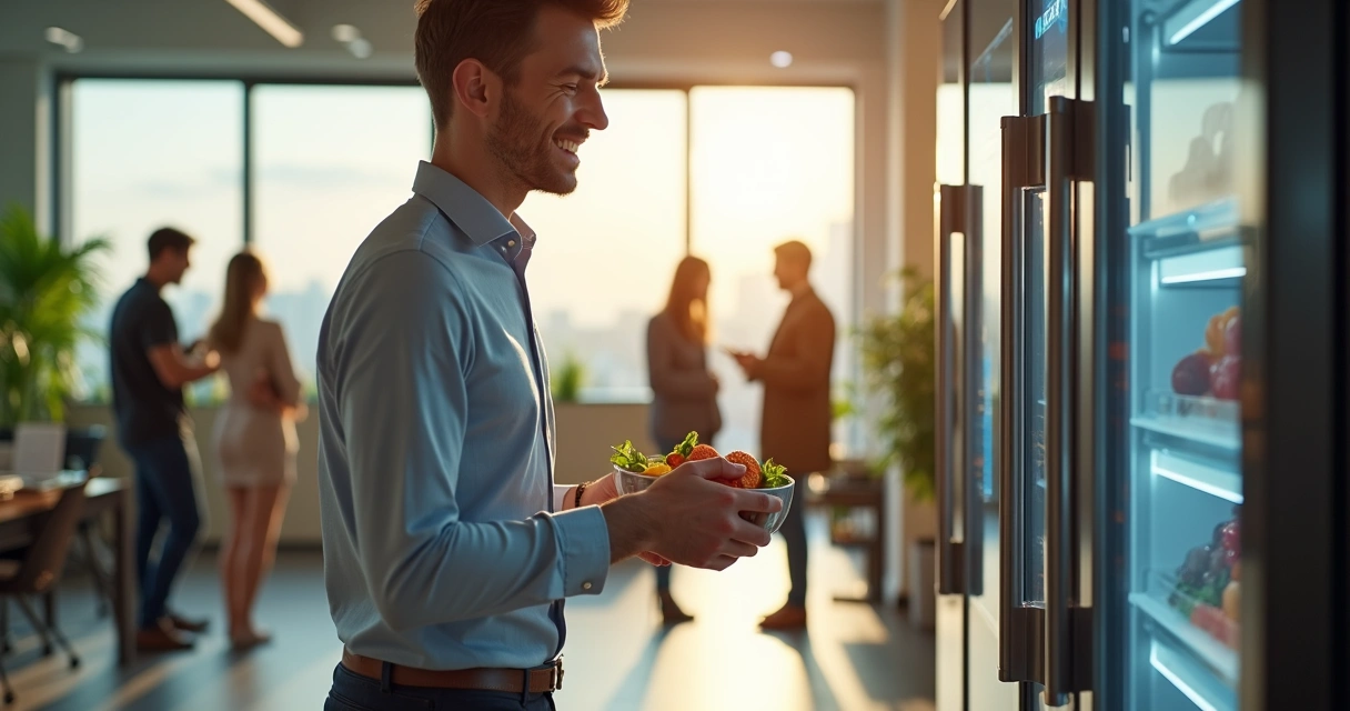 Funcionário retira snack de geladeira inteligente