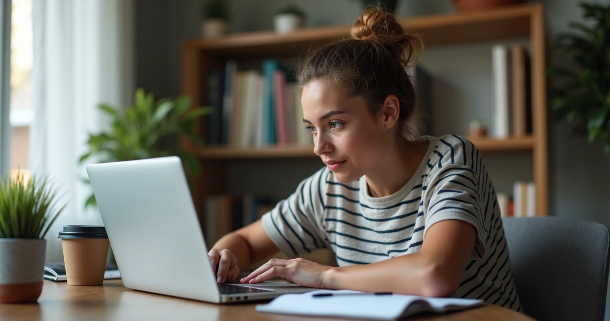 Funcionário estudando treinamento online em home office