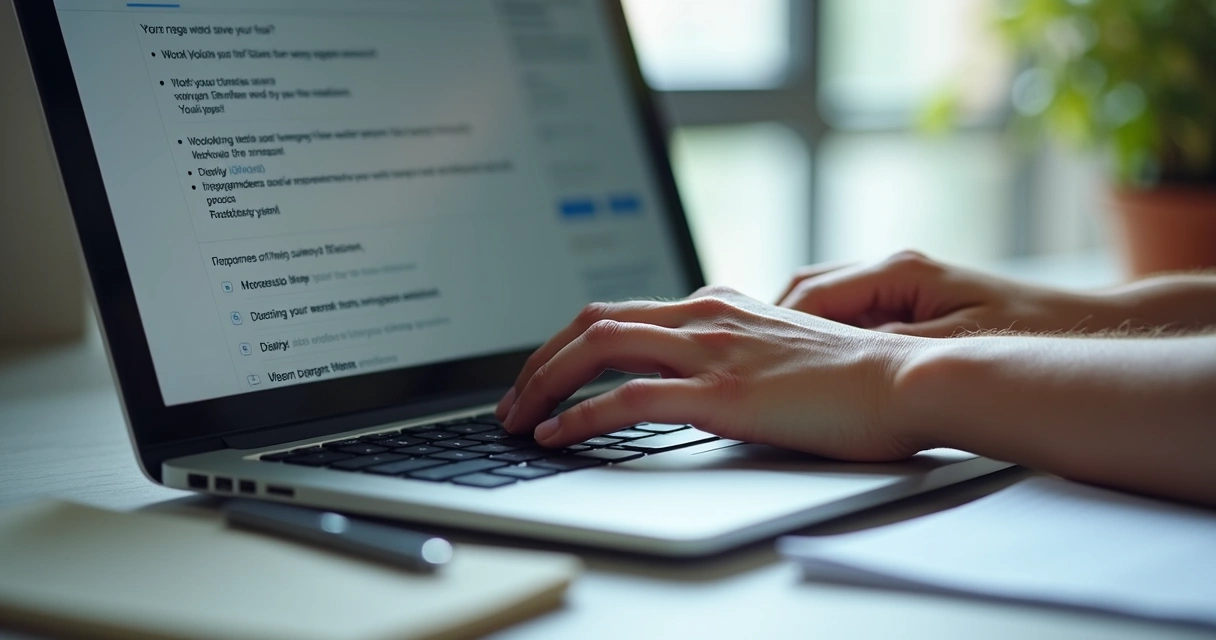 Funcionário preenchendo pesquisa de riscos psicossociais no notebook