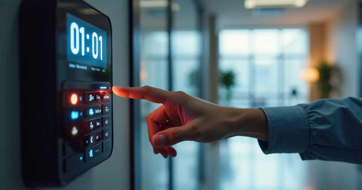 Pessoa registrando ponto biométrico em aparelho eletrônico 