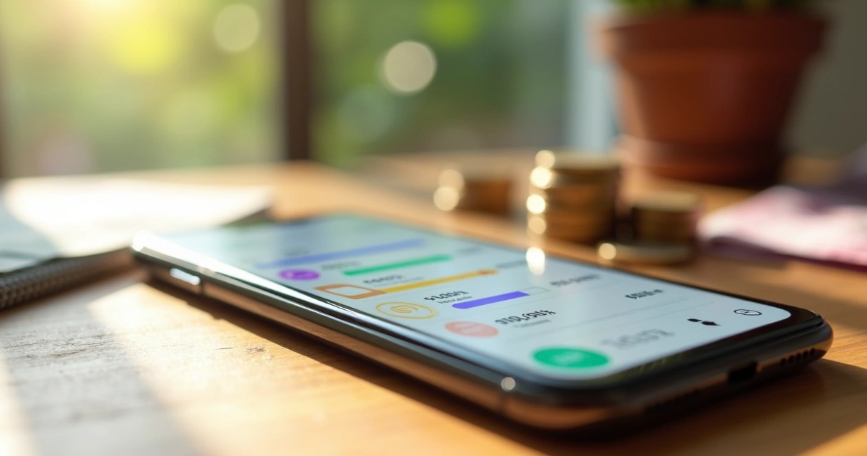 Tela de aplicativo mostrando diferentes cofres virtuais com valores separados