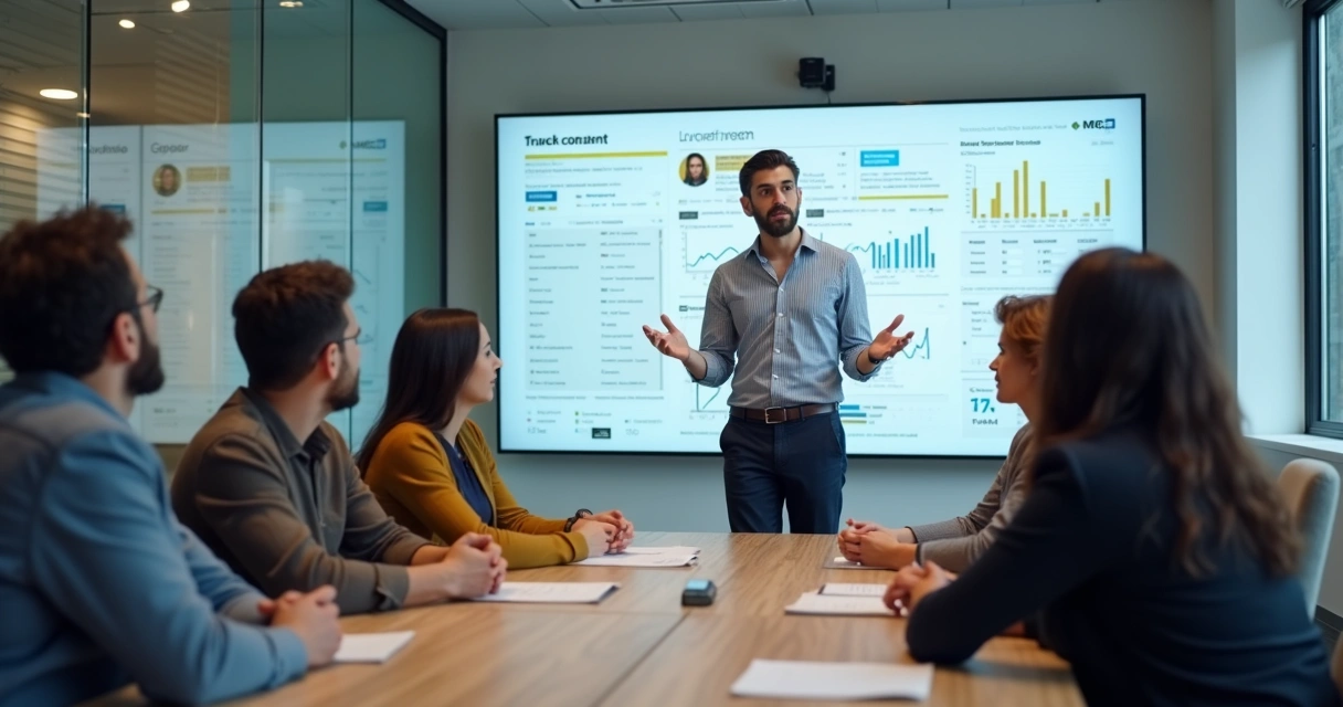 Fundador apresentando ideias autênticas em reunião 