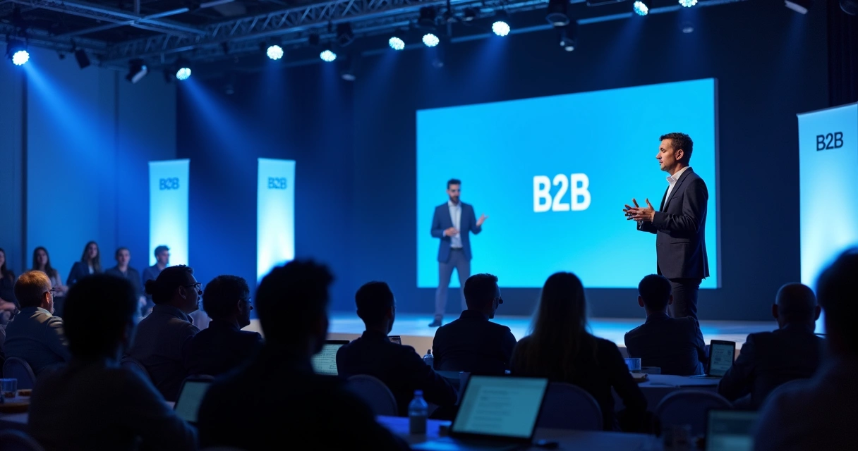 Fundador de empresa apresentando em evento corporativo