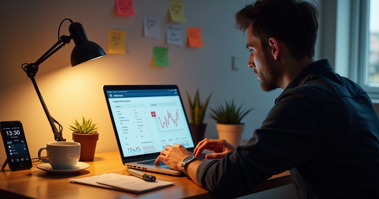 Empreendedor testando MVP no notebook