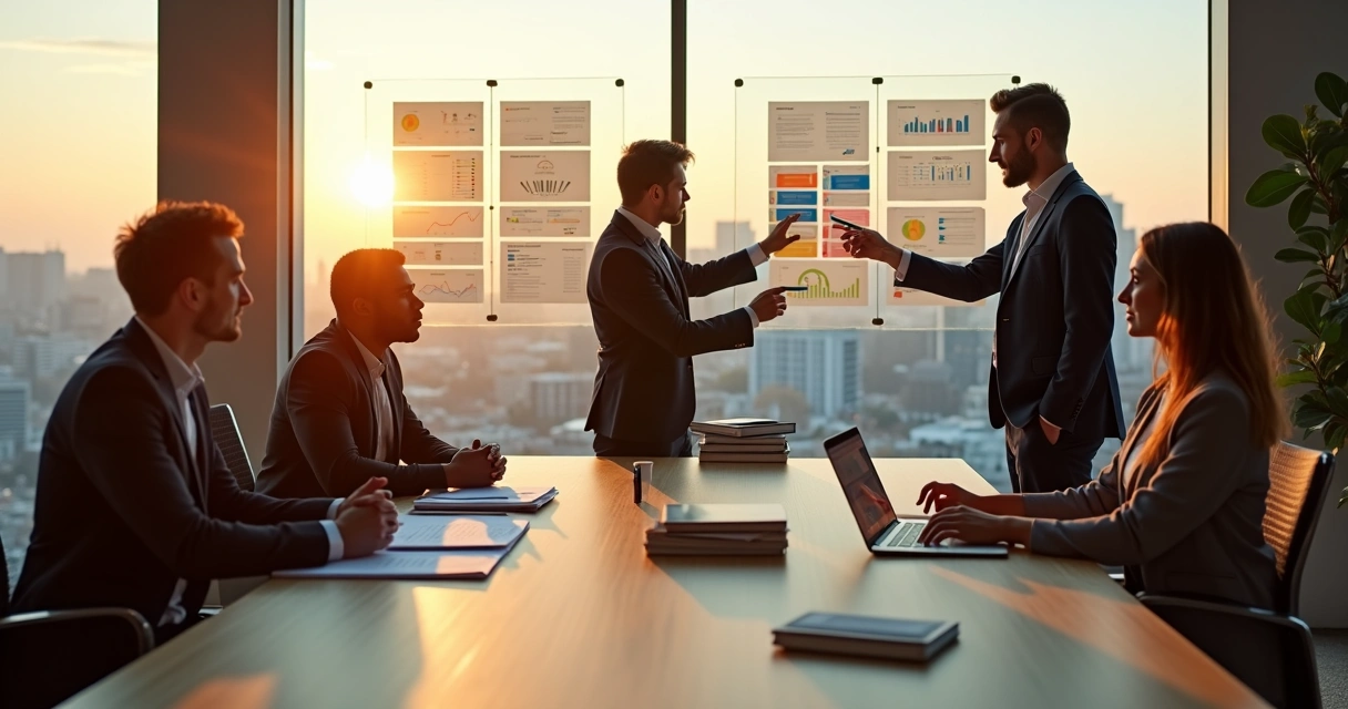 Fundadores de startup organizando dados de negócios em preparação para m&a 