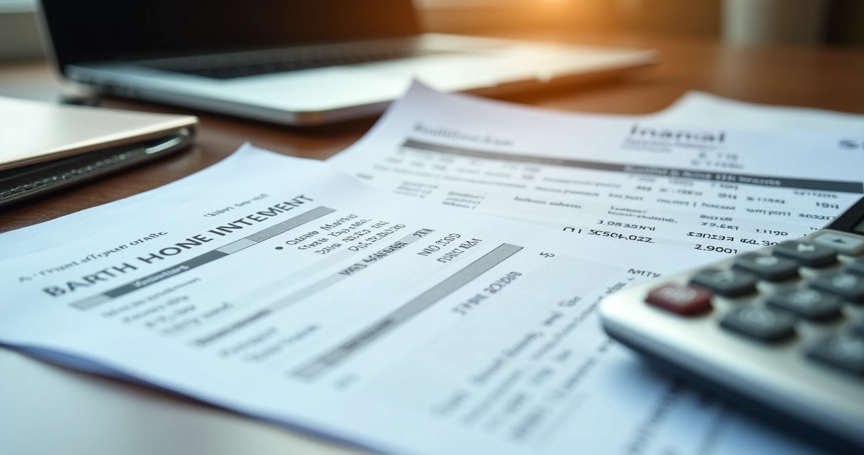 Financial records and wire transfer documents on desk 