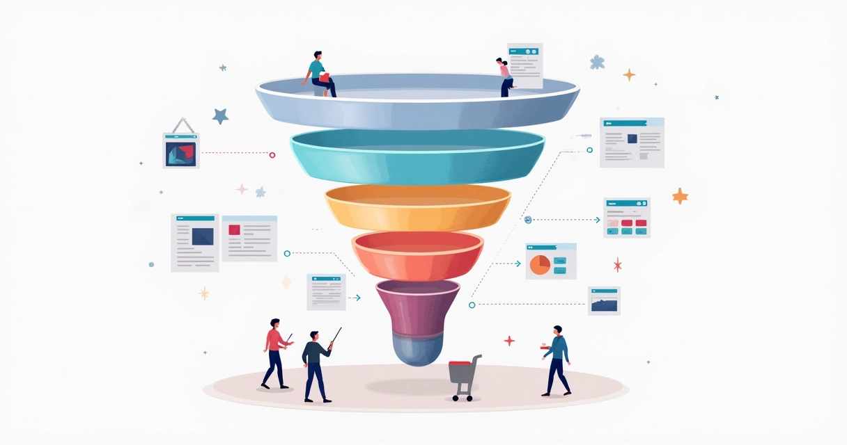 Gráfico de funil do Google Analytics 4 com etapas e quedas na conversão.