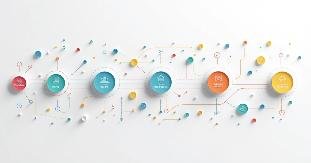 Representação visual de um funil de vendas B2B com automação de dados e qualificações em cada etapa 
