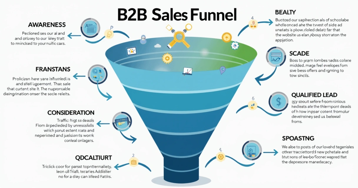 Fluxo de geração de leads qualificados em funil B2B