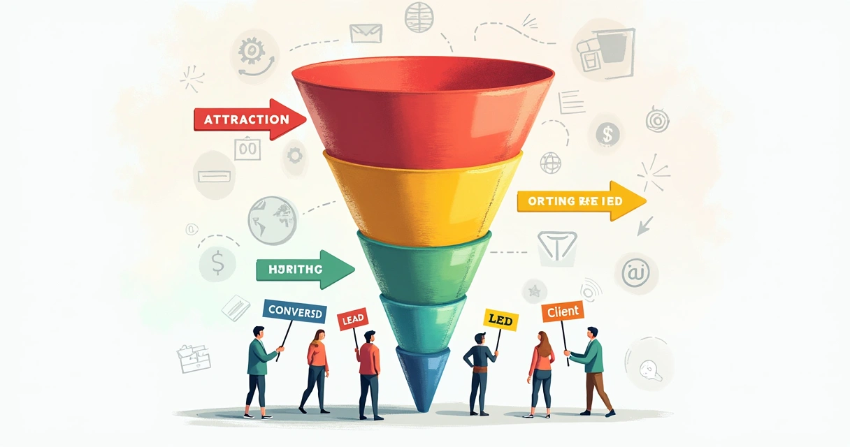 Diagrama do funil mostrando estágios do cliente 