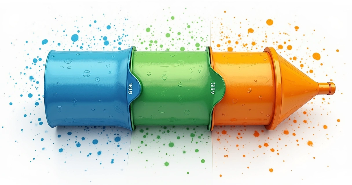 Funil colorido com indicadores em cada etapa