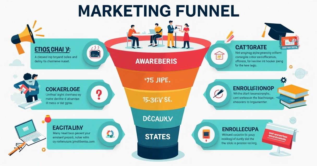 Funil de conversão de alunos em marketing educacional 