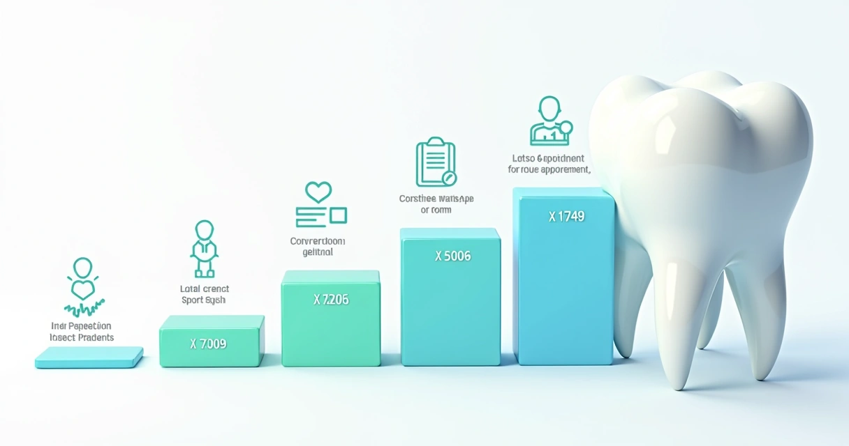 Gráfico funil com etapas de conversão em site odontológico