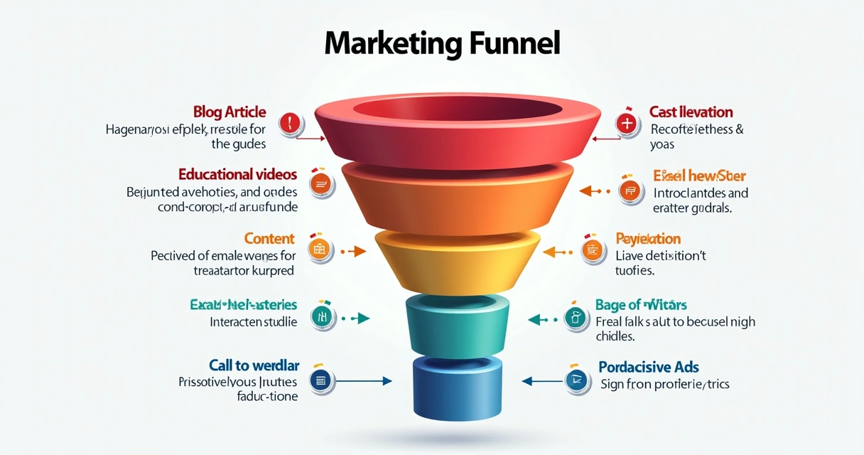 Gráfico ilustrando funil de vendas integrando copywriting e conteúdo 